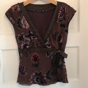 Jaloux blouse, XS, fall floral silk/velvet